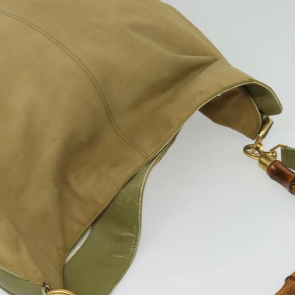 GUCCI Bamboo Shoulder Bag Suede Beige Gold 001 58 001 58 - Picture 6 of 12